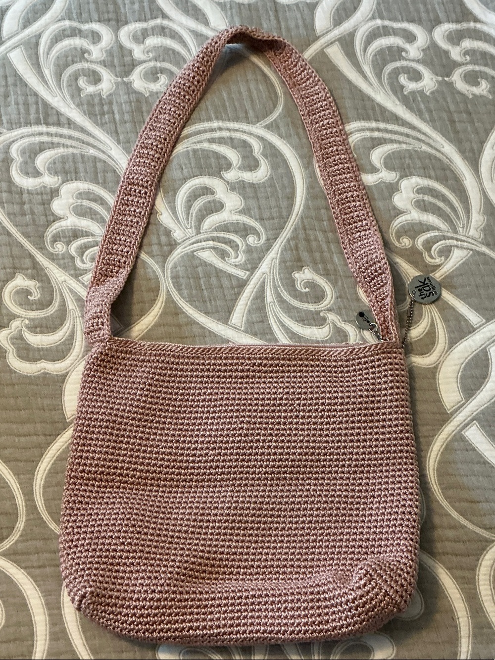 The Sak Dusty Rose Crochet Shoulder Bag